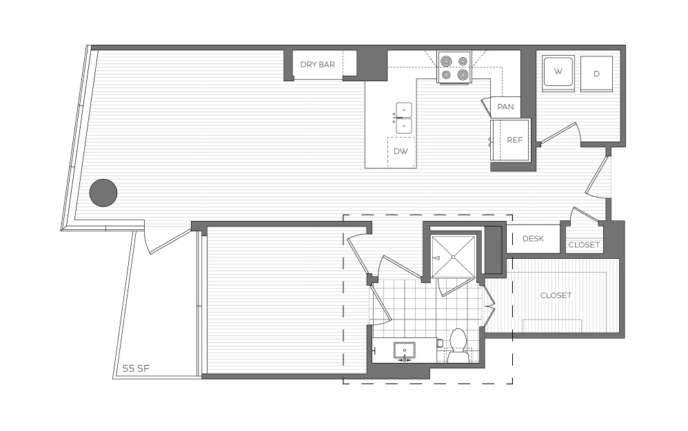 A6 2D Floorplan - 871 SF