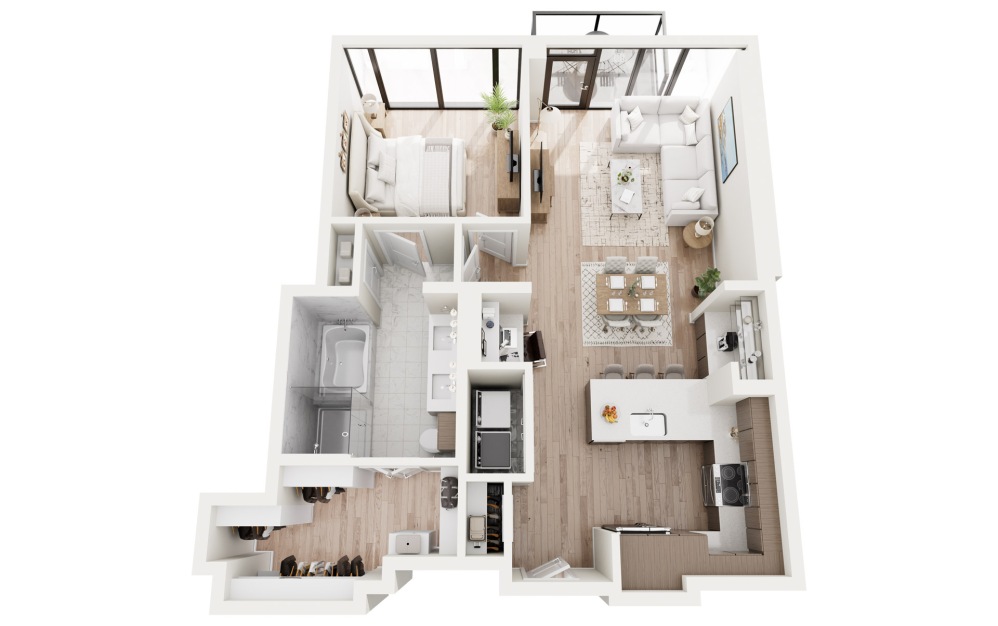 A11 3D Floorplan - 963 SF