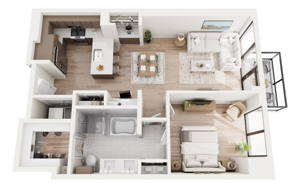 A12 3D Floorplan - 906-958 SF