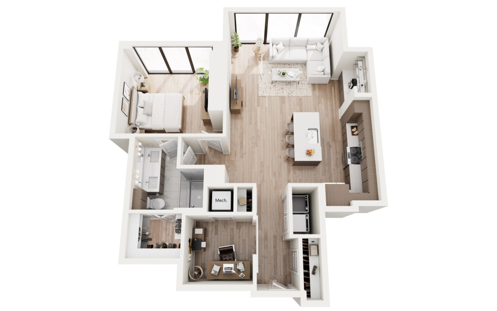 A16 3D Floorplan - 1101 SF