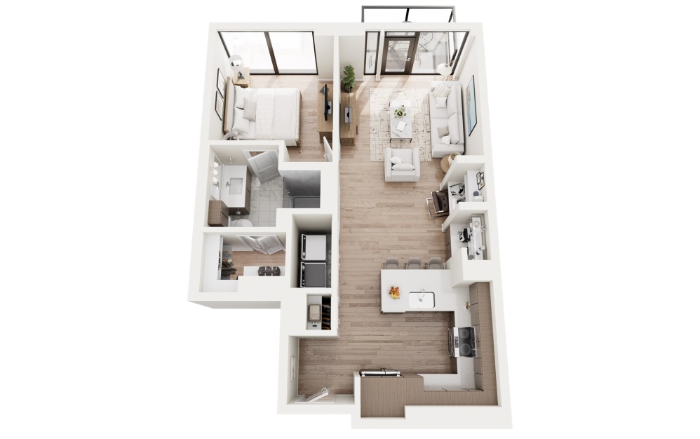 A1 3D Floorplan - 781-861 SF