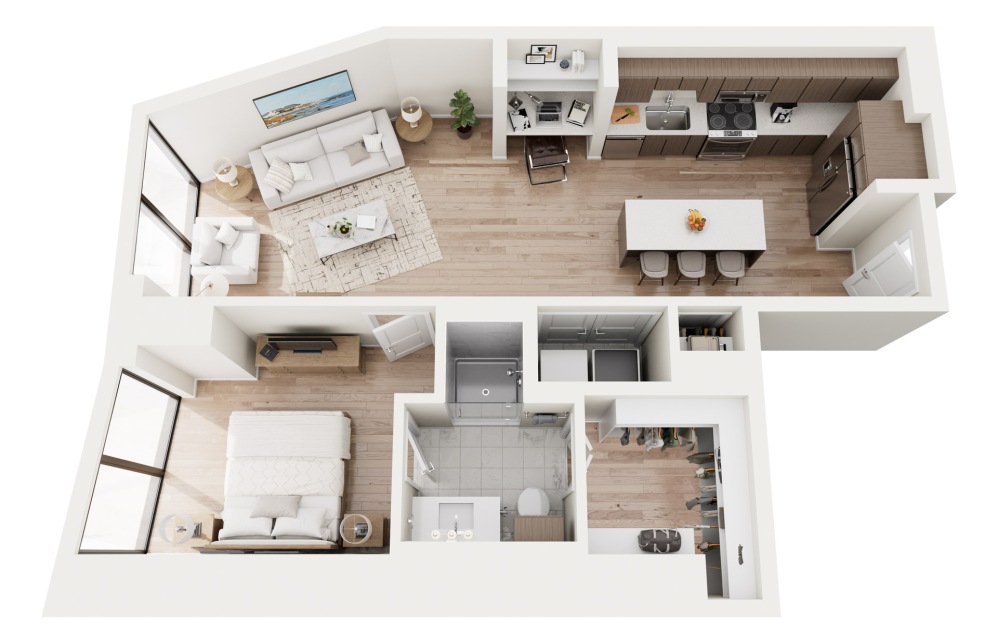 A2 3D Floorplan - 789 SF