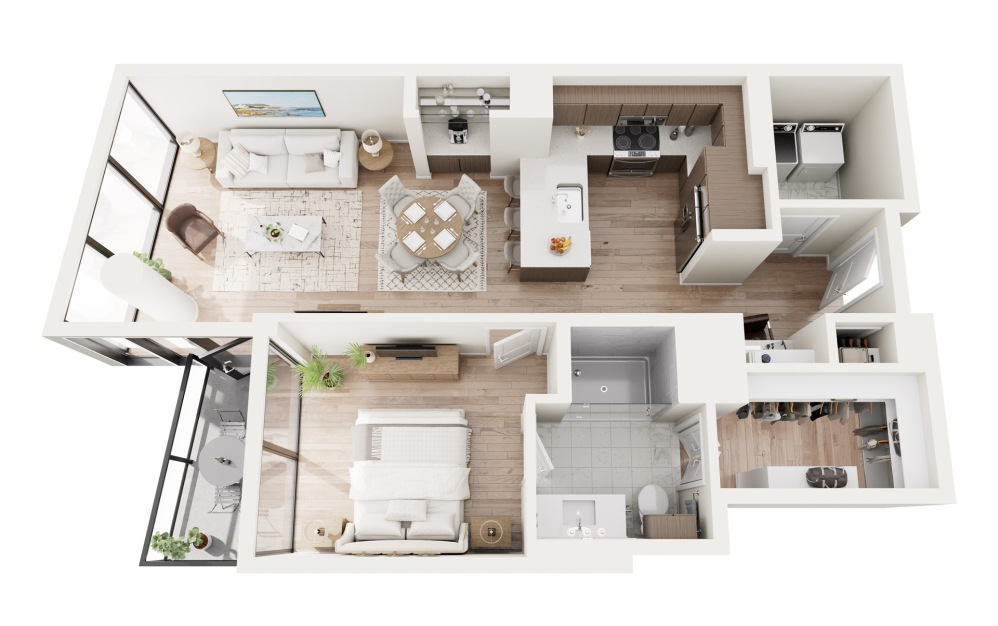 A6 3D Floorplan - 871 SF