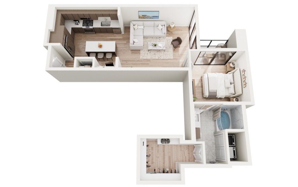 A7 3D Floorplan - 892 SF