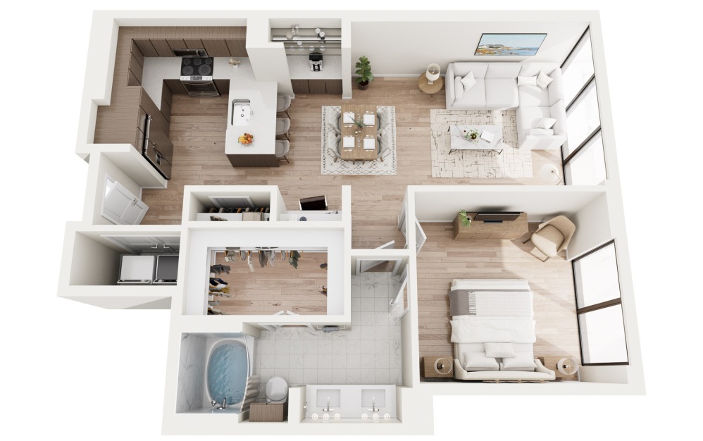 A9 3D Floorplan - 922 SF