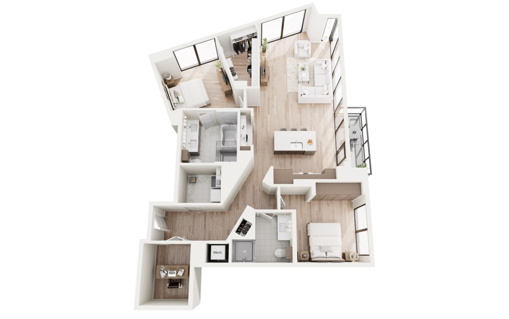 B6 3D Floorplan - 1441 SF