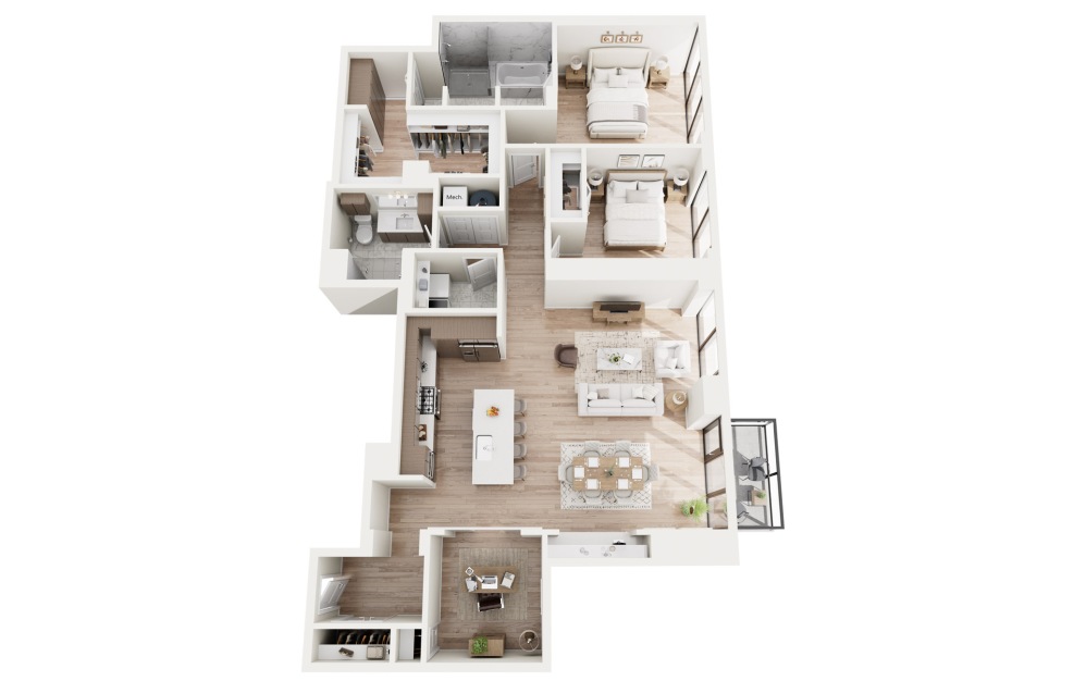 PH02 3D Floorplan - 1863 SF