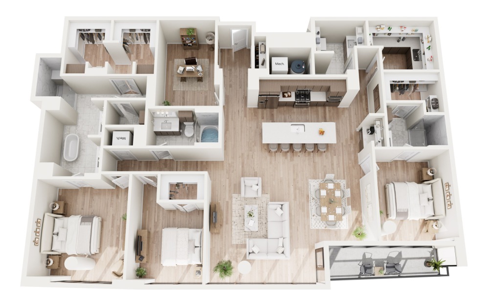 PH03 3D Floorplan - 2570 SF