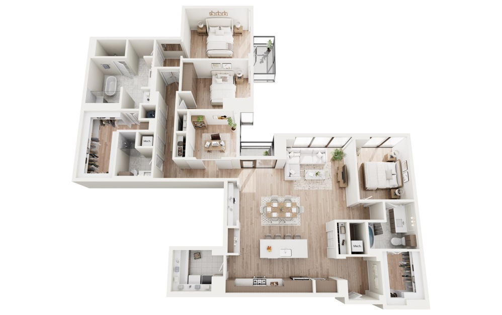 PH04 3D Floorplan - 2593 SF