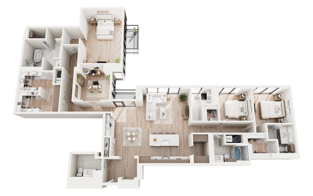 PH07 3D Floorplan - 3096 SF