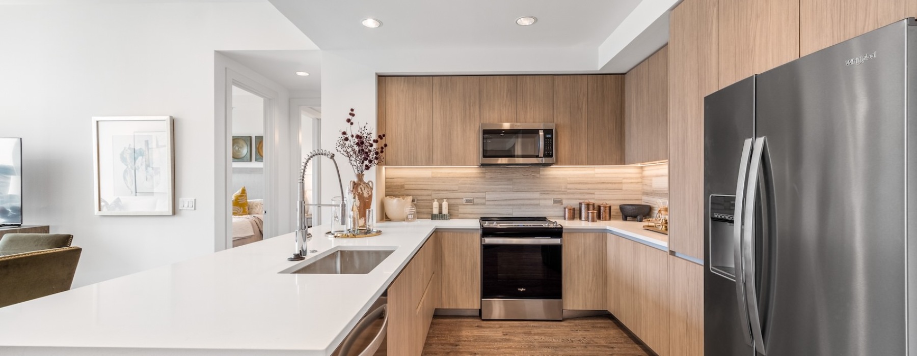 Well-lit kitchen with ample counter space